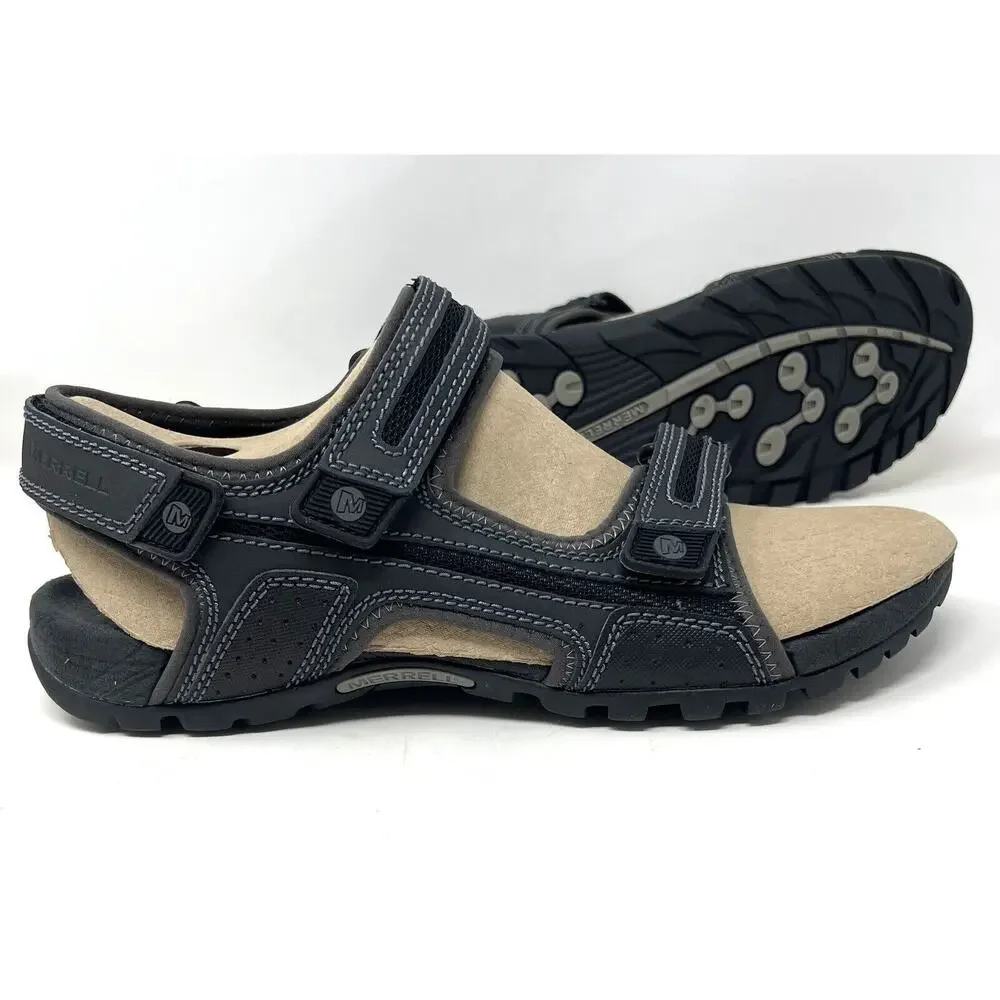 Merrell Mens Sandspur Oak Sandal 12 Black Granite Gray Rugged Adjustable Straps